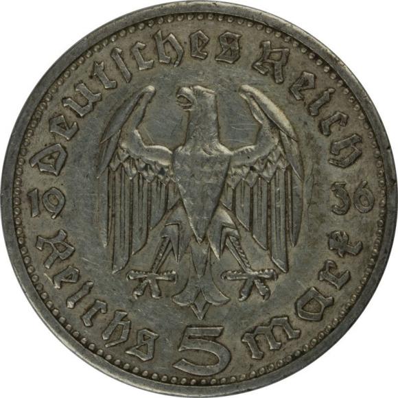 5 marek 1936 E Paul von Hindenburg Niemcy Muldenhutten (2)
