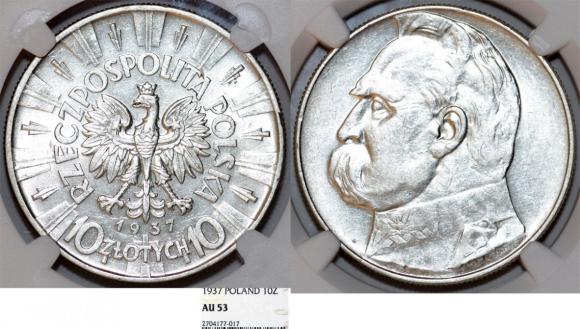 10 zł 1937 Józef Piłsudski GRADING NGC  (1)