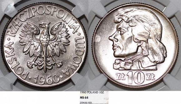10 zł 1960 Tadeusz Kościuszko GRADING NGC (1)
