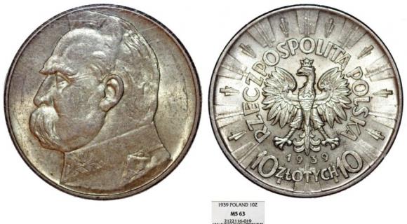 10 złotych 1939 Józef Piłsudski GRADING NGC (1)