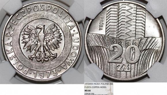 20 złotych 1973 Wieżowiec i kłosy próba GRADING (1)