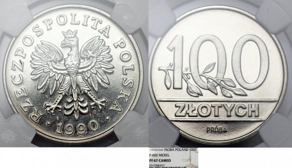 100 złotych 1990 próba GRADING NGC (1)