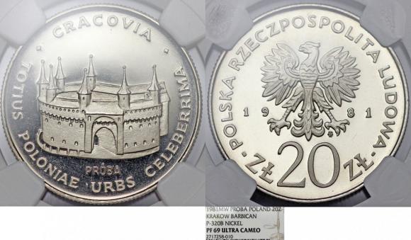 20 złotych 1981 Kraków Barbakan PRÓBA GRADING NGC (1)