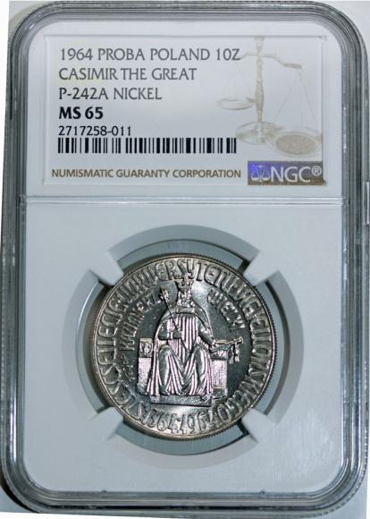 10 złotych 1964 Kazimierz Wielki próba GRADING NGC (1)