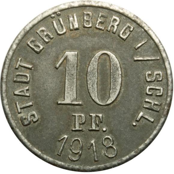 10 fenigów 1918 Zielona Góra Grunberg