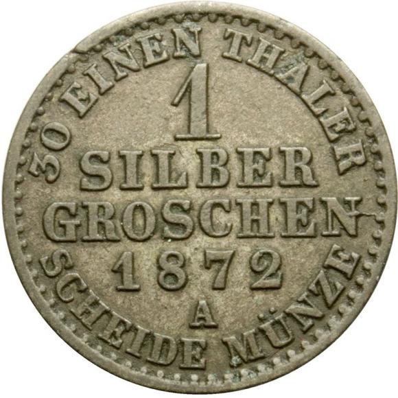 1 silber grosz 1872 Wilhelm I Hohenzollern Prusy Berlin