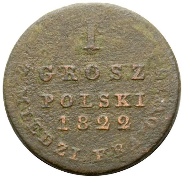 1 grosz 1822 Aleksander I Romanow Królestwo Polskie Warszawa