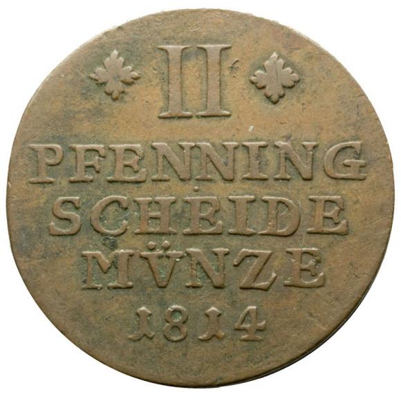2 fenigi 1814 Fryderyk Wilhelm Księstwo Brunszwig - Wolfenbuttel