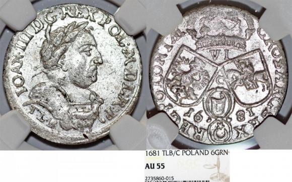 Szóstak 1681 TLB / C Jan III Sobieski Kraków AU 55 (1)
