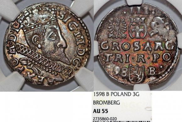Trojak 1598 Zygmunt III Waza Bydgoszcz AU 55 (1)