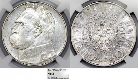 10 złotych 1937 Józef Piłsudski srebro AU 53 (1)