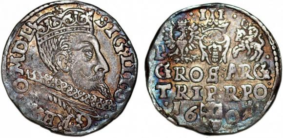 Trojak 1601 Zygmunt III Waza Poznań prebitka daty! (1)