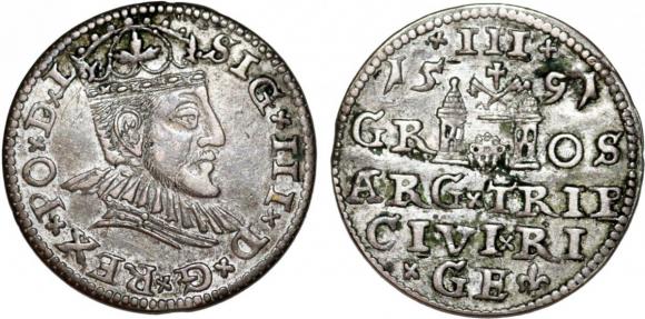 Trojak 1591 Zygmunt III Waza Ryga (1)