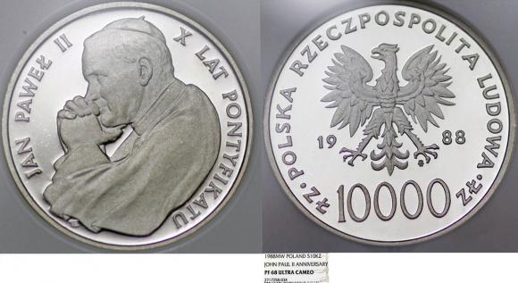 10000 złotych 1988 Jan Paweł II X lat PF 68 (1)