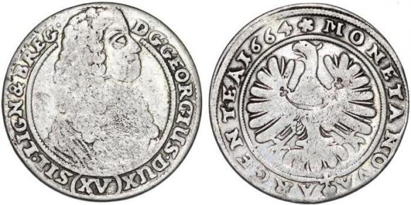 15 krajcarów 1664 Jerzy III Brzeski Brzeg (1)
