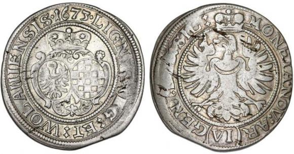 6 krajcarów 1673 Luiza z Anhaltu Brzeg (1)