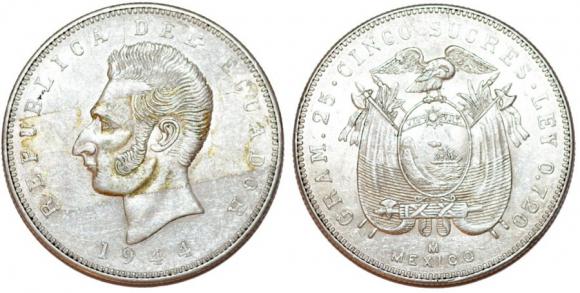 5 sucres 1944 Ekwador Meksyk srebro (1)