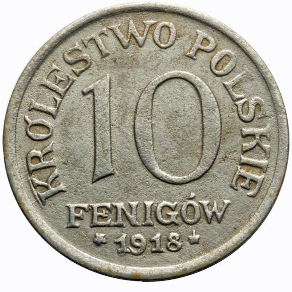 10 fenigów 1918 Królestwo Polskie Stuttgart (1)