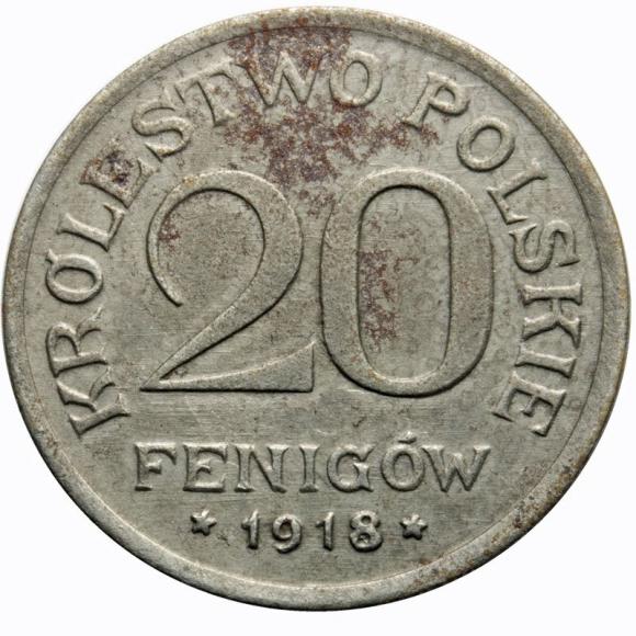 20 fenigów 1918 Królestwo Polskie Stuttgart (1)