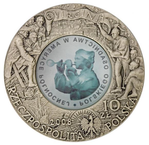 10 zł 2008 400 rocznica osadnictwa w Ameryce Płn. (2)