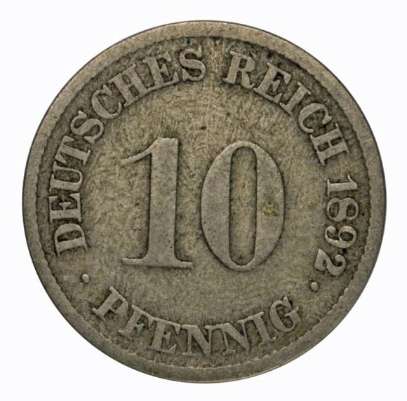 10 fenigów 1892 G Karlsruhe Niemcy