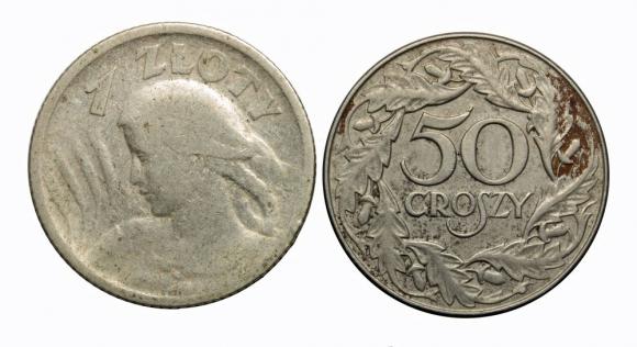 1 złoty 1924 Kobieta z kłosami + 50 gr 1938 (1)