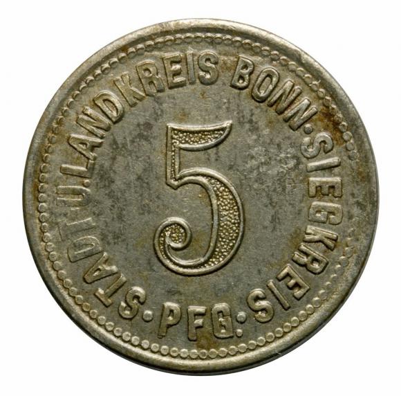 5 fenigów 1918 Bonn Nadrenia