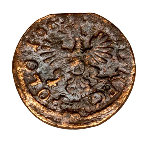 Szeląg 1663 Jan Kazimierz Kraków (2)