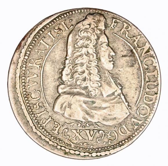 15 krajcarów 1693 Franciszek Ludwik von Pfalz Księstwo Nyskie Biskupów Wrocławskich Nysa
