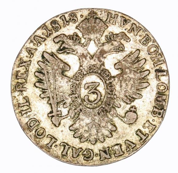 3 krajcary 1818 Franciszek II Habsburg Austria Kremnica
