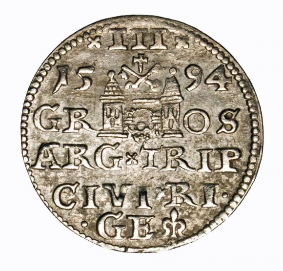 Trojak 1594 Zygmunt III Waza Ryga (2)