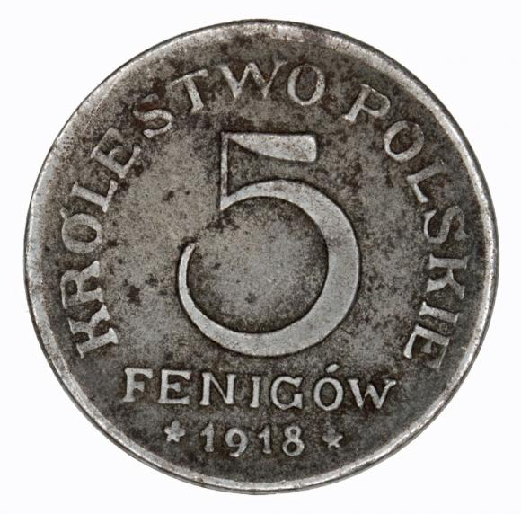 5 fenigów 1918 Królestwo Polskie Stuttgart