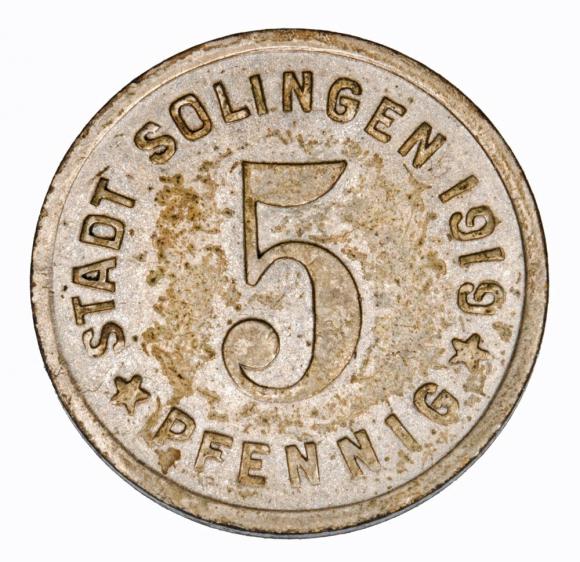 5 fenigów 1919 Solingen Nadrenia (1)