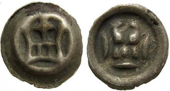 Brakteat Korona otwarta Zakon Krzyżacki (1)