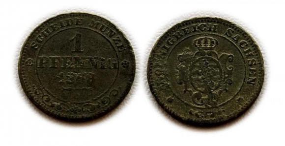 1 fenig 1868 Saksonia Niemcy (1)