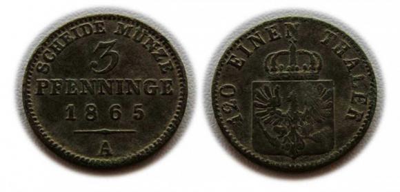 3 fenigi 1865 Prusy Berlin (1)
