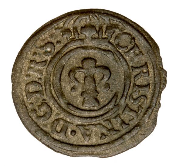 Szeląg 1645 Krystyna Waza Ryga (1)