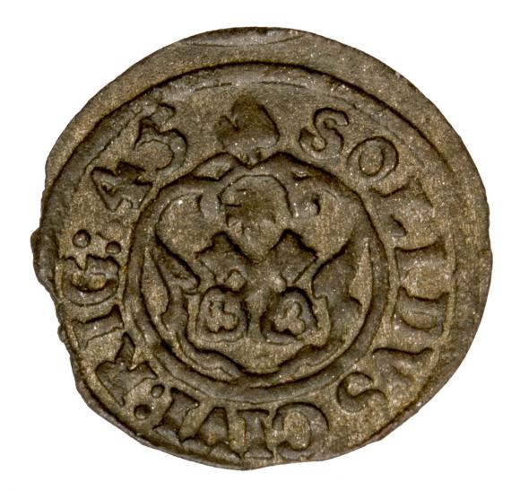 Szeląg 1645 Krystyna Waza Ryga (2)