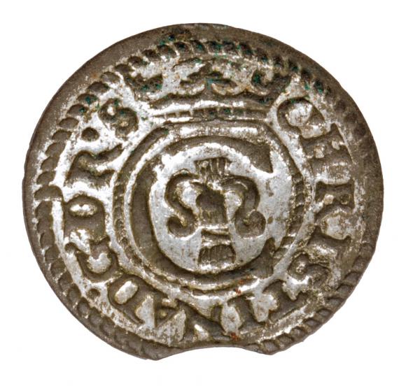 Szeląg 1643 Krystyna Waza Ryga (1)