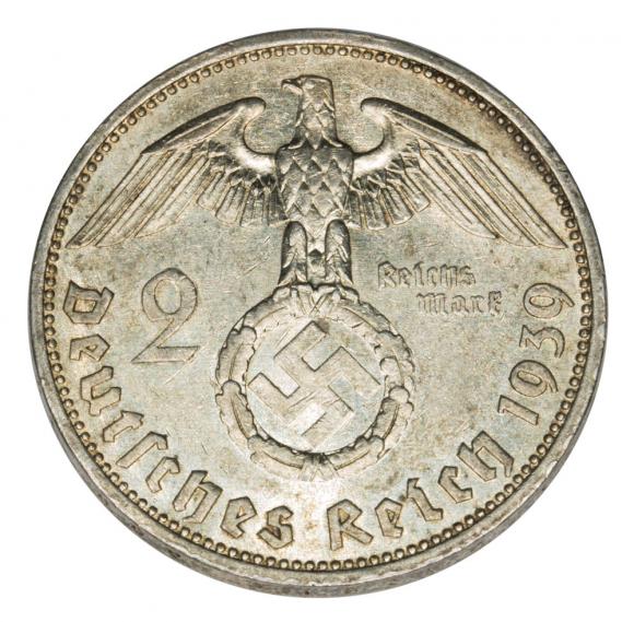 2 marki 1939 Paul von Hindenburg orzeł ze swastyką Niemcy Berlin A