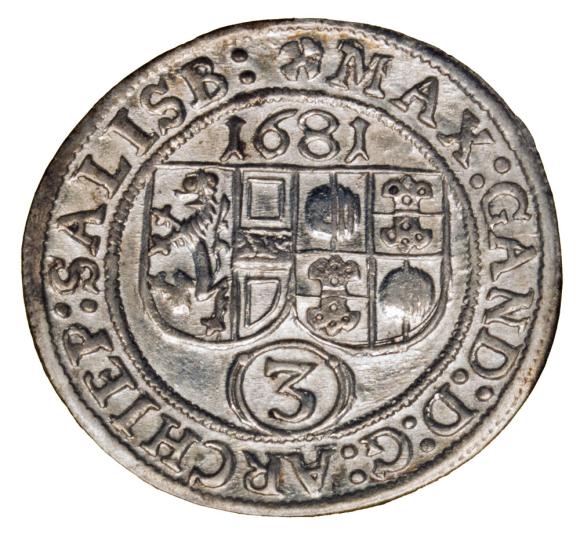 3 krajcary 1681 Maksymilian Gandalf graf Kuenburg Austria Salzburg