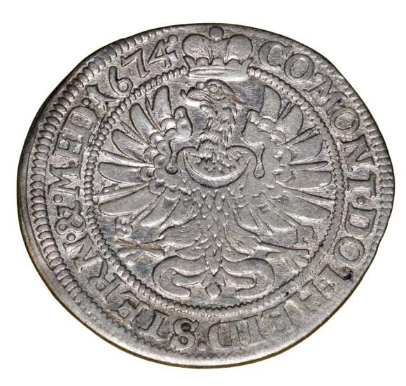 6 krajcarów 1674 Sylwiusz Fryderyk Witemberski Księstwo Oleśnickie Oleśnica (2)