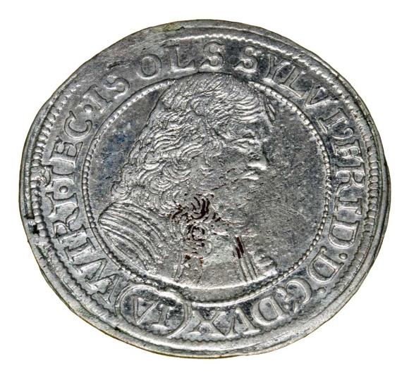 6 krajcarów 1674 Sylwiusz Fryderyk Witemberski Księstwo Oleśnickie Oleśnica (1)