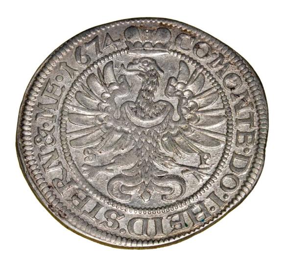 6 krajcarów 1674 Sylwiusz Fryderyk Witemberski Księstwo Oleśnickie Oleśnica (2)