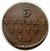 mini: 3 grosze 1811 Fryderyk August Księstwo Warszawskie Warszawa (1)