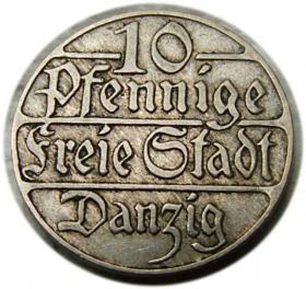 Obrazek dla: 10 fenigów 1923 Wolne Miasto Gdańsk