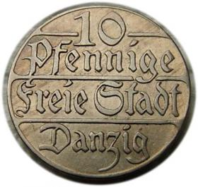 Obrazek dla: 10 fenigów 1923 Wolne Miasto Gdańsk