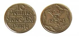 Obrazek dla: 10 fenigów 1923 Wolne Miasto Gdańsk