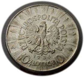 Obrazek 2 dla: 10 złotych 1936 Józef Piłsudski Warszawa