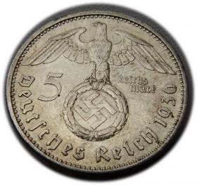 Obrazek 2 dla: 5 marek 1936 Paul von Hindenburg / swastyka Berlin